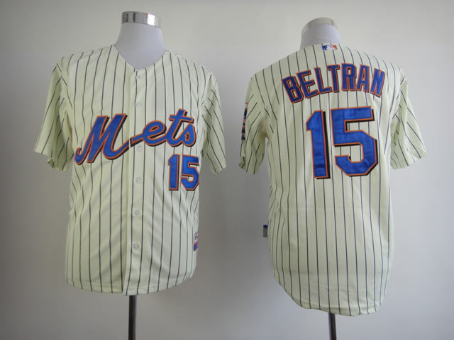 Men New York Mets 15 Tebow Cream MLB Jerseys